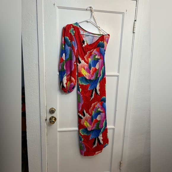 Farm Rio One-Shoulder Slim Floral Midi Dress - Picture 4 of 8